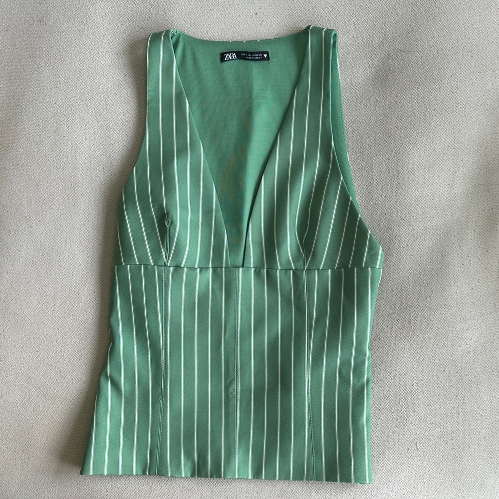 Zara Mint Green Striped Tank Top